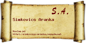 Simkovics Aranka névjegykártya